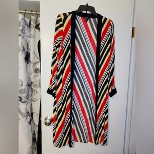 Forever 11 Striped Multicolor Long Sleeve Duster